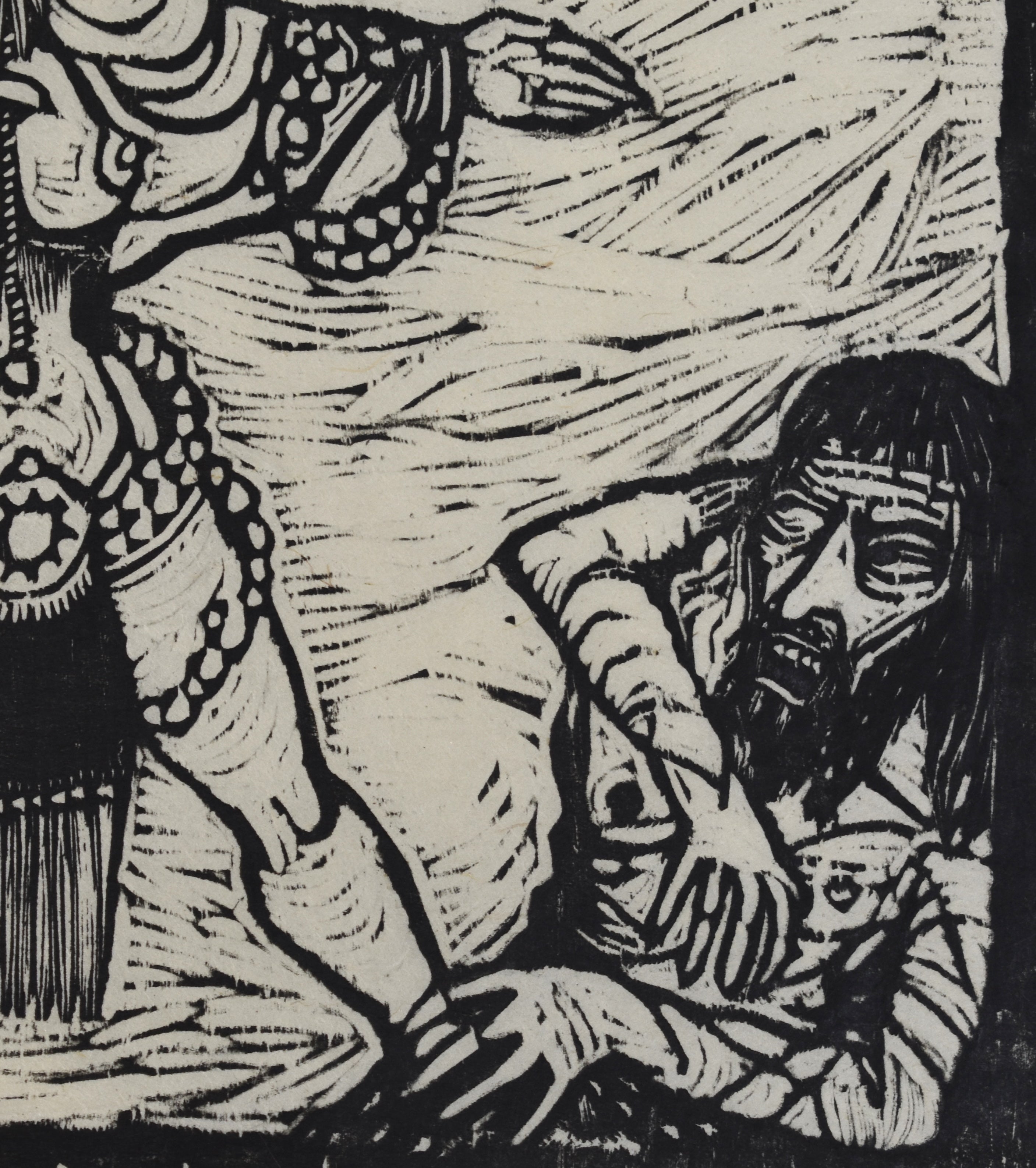 R.O. Tyler Black + White Woodcut Print, 'Temptation of St. Antony' Signed + Numbered