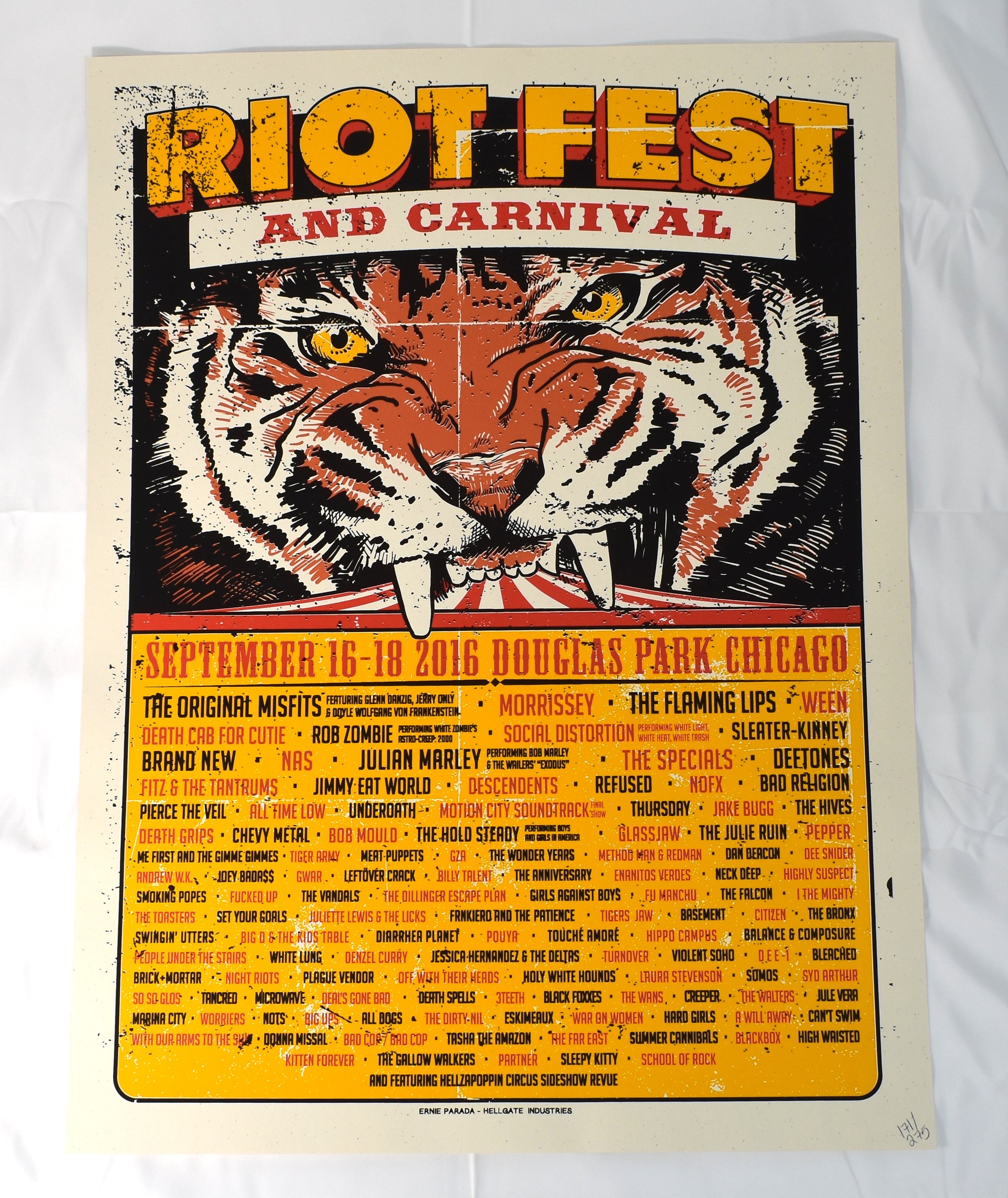 Riot Fest and Carnival 2016 Festival Poster, Ernie Parada - Hellgate Industries, 171/275