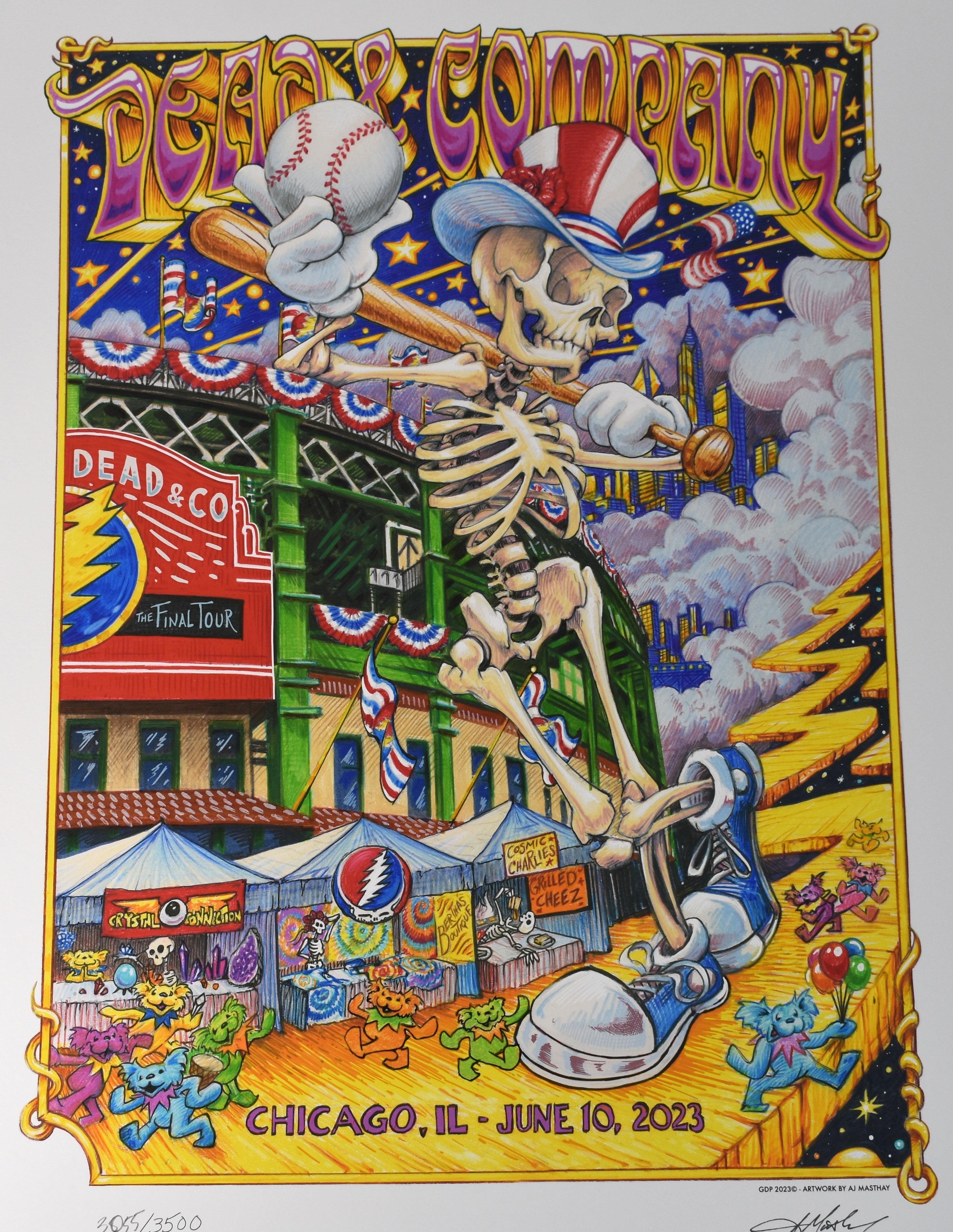 Dead & Company The Final Tour 2023 Poster, Chicago IL, AJ Masthay S/N 3055/3500