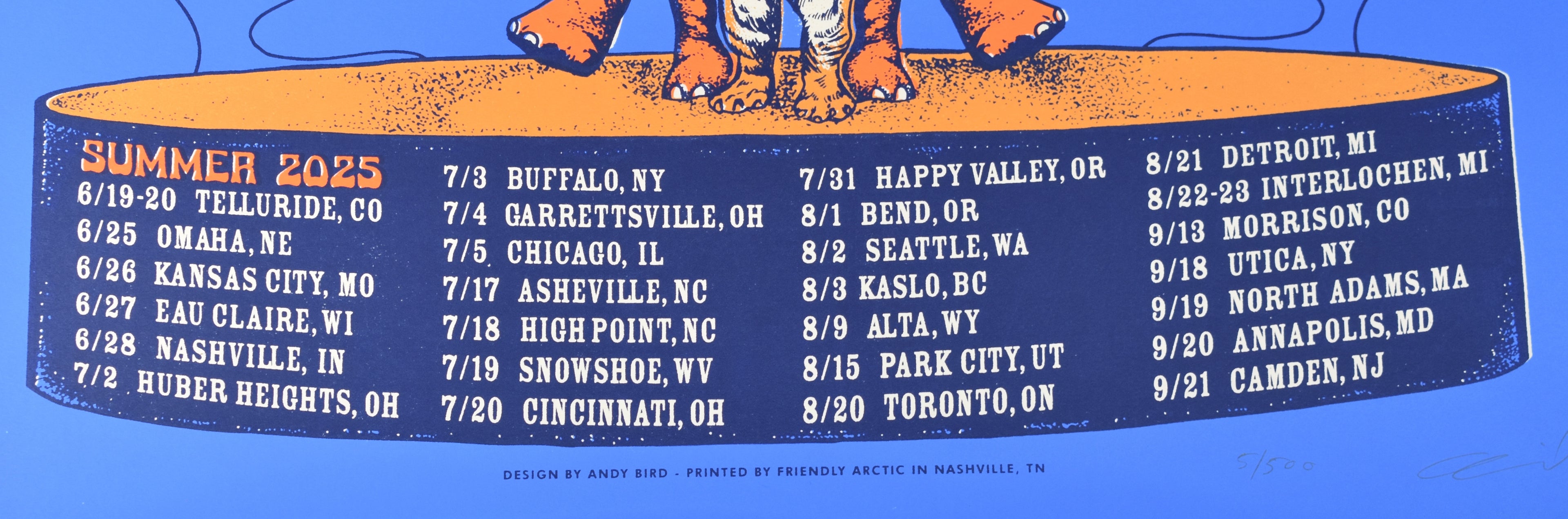 Greensky Bluegrass Summer 2025 Tour Poster, Signed + Numbered 5/500, Andy Bird