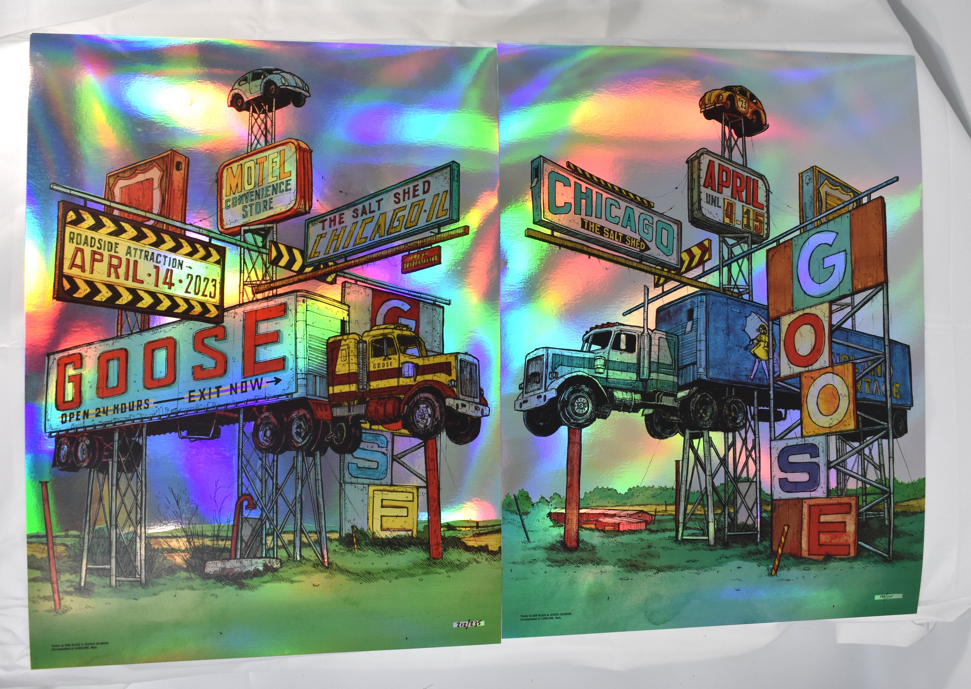 Goose The Band Foil Concert Posters Matched Set, April 14th, 15th 2023 Salt Shed Chicago