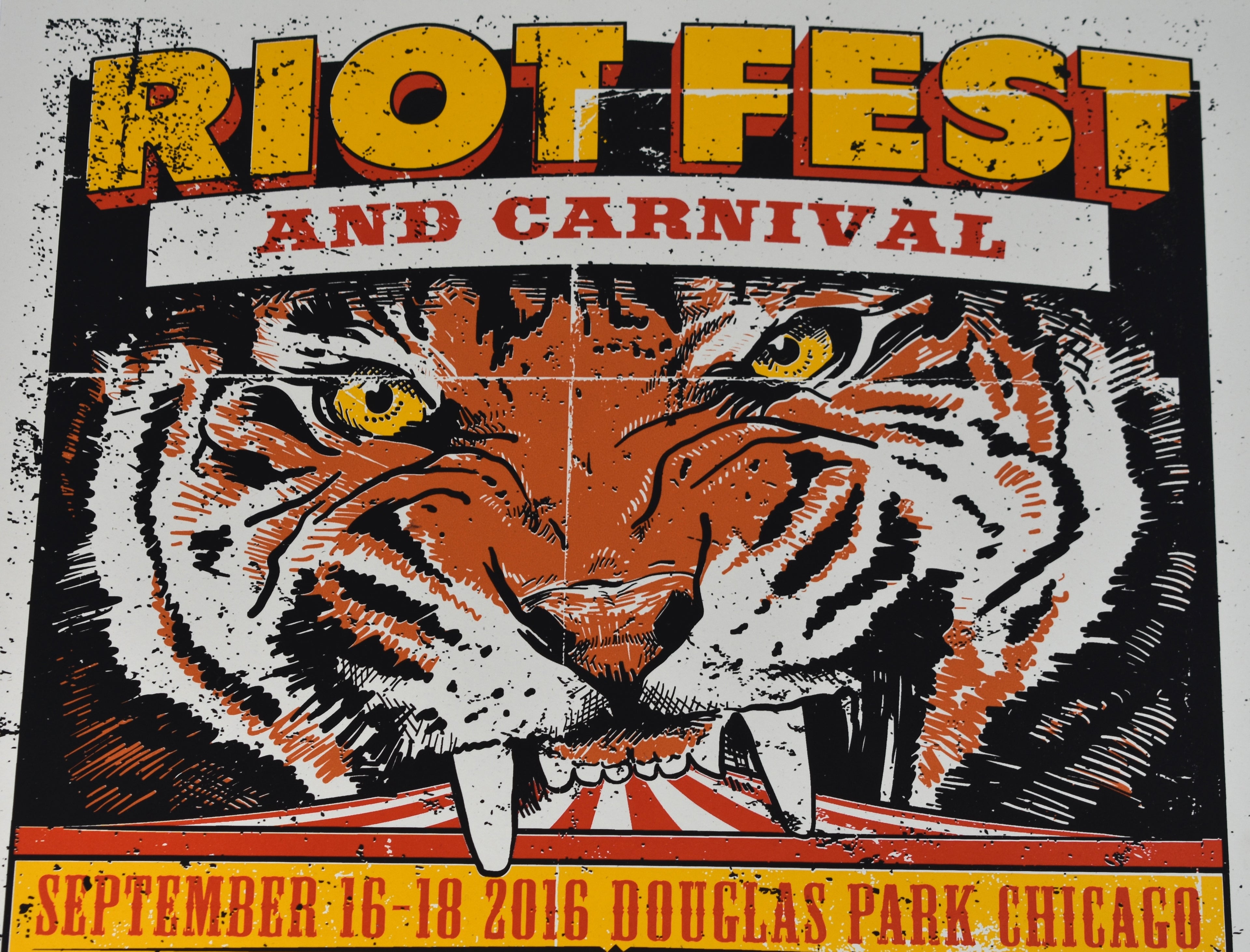 Riot Fest and Carnival 2016 Festival Poster, Ernie Parada - Hellgate Industries 170/275
