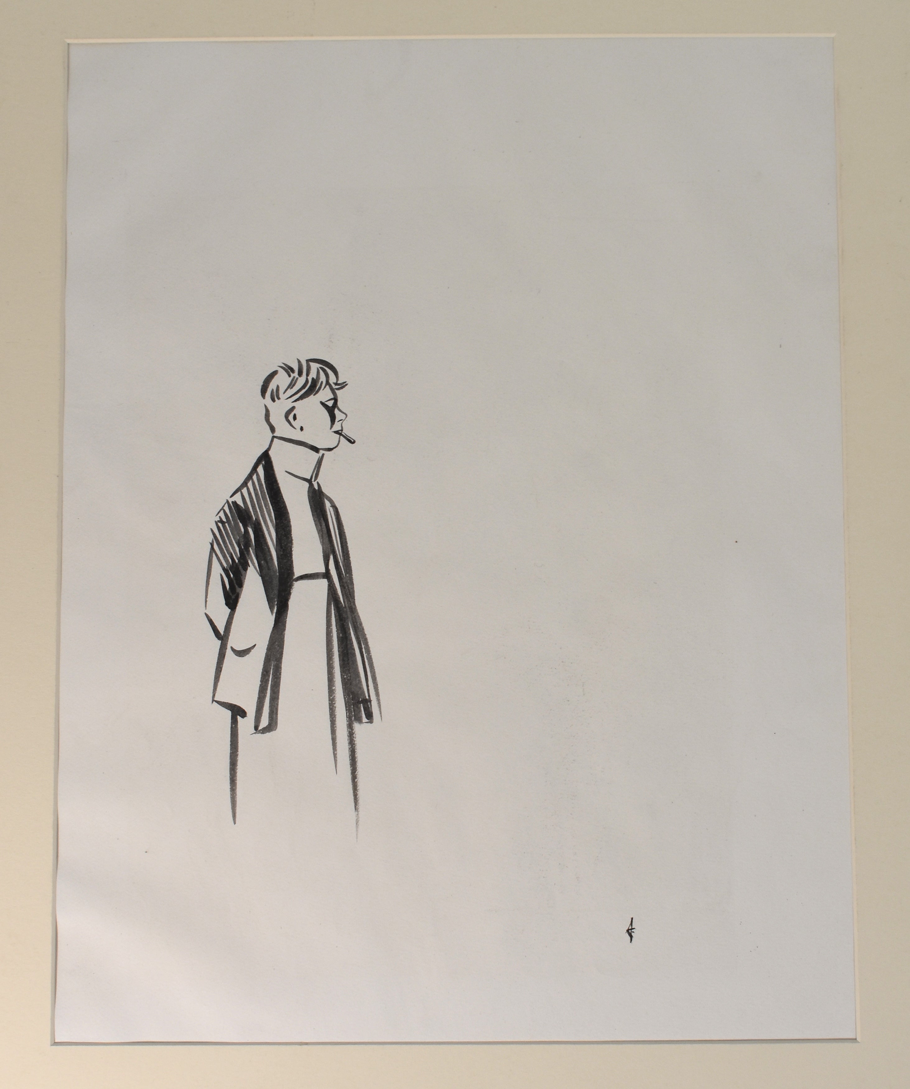 Jean-Louis Forain Ink On Paper Drawing, "Untitled (Waiter)", Signed by The Artist