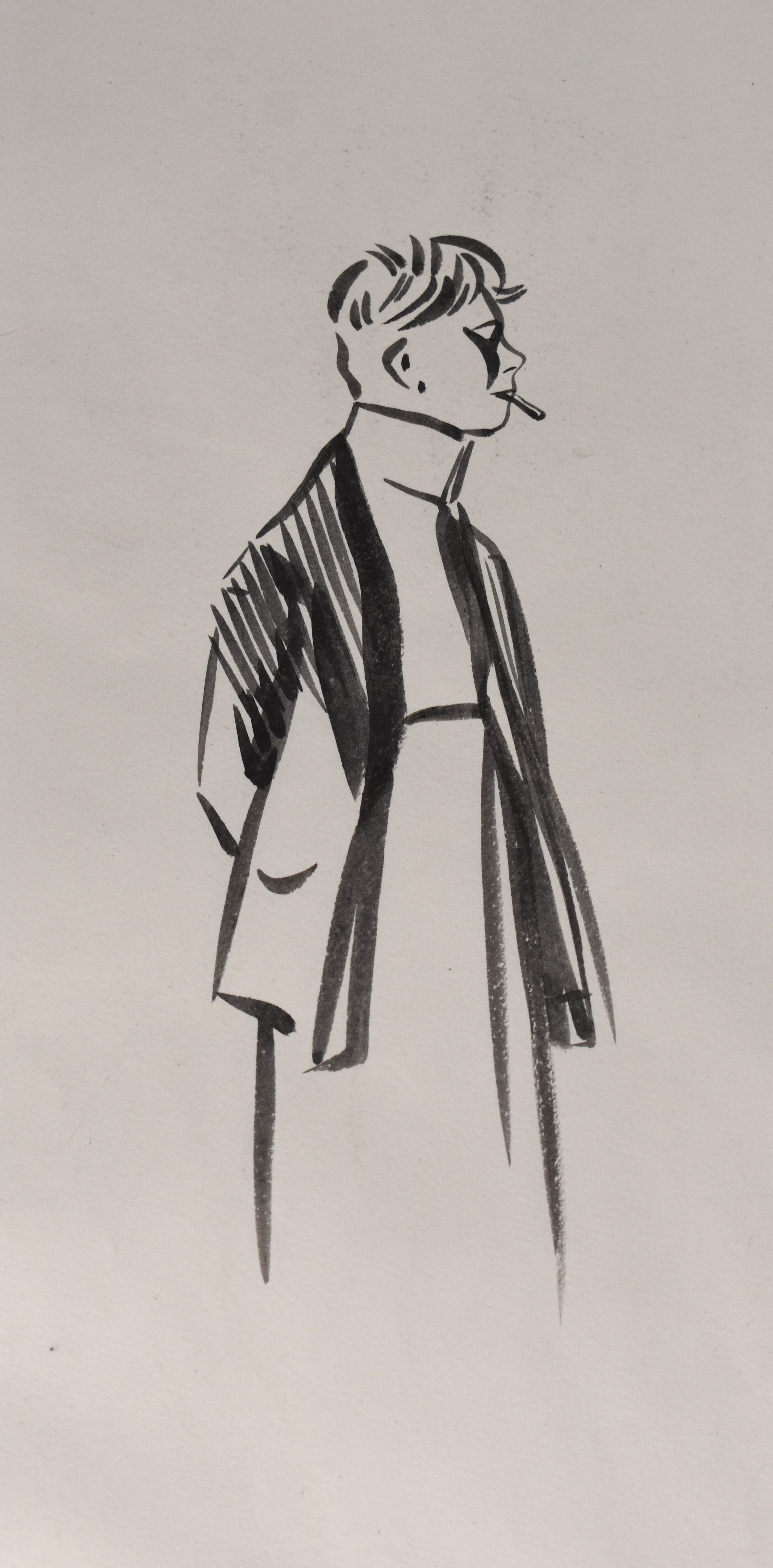 Jean-Louis Forain Ink On Paper Drawing, "Untitled (Waiter)", Signed by The Artist