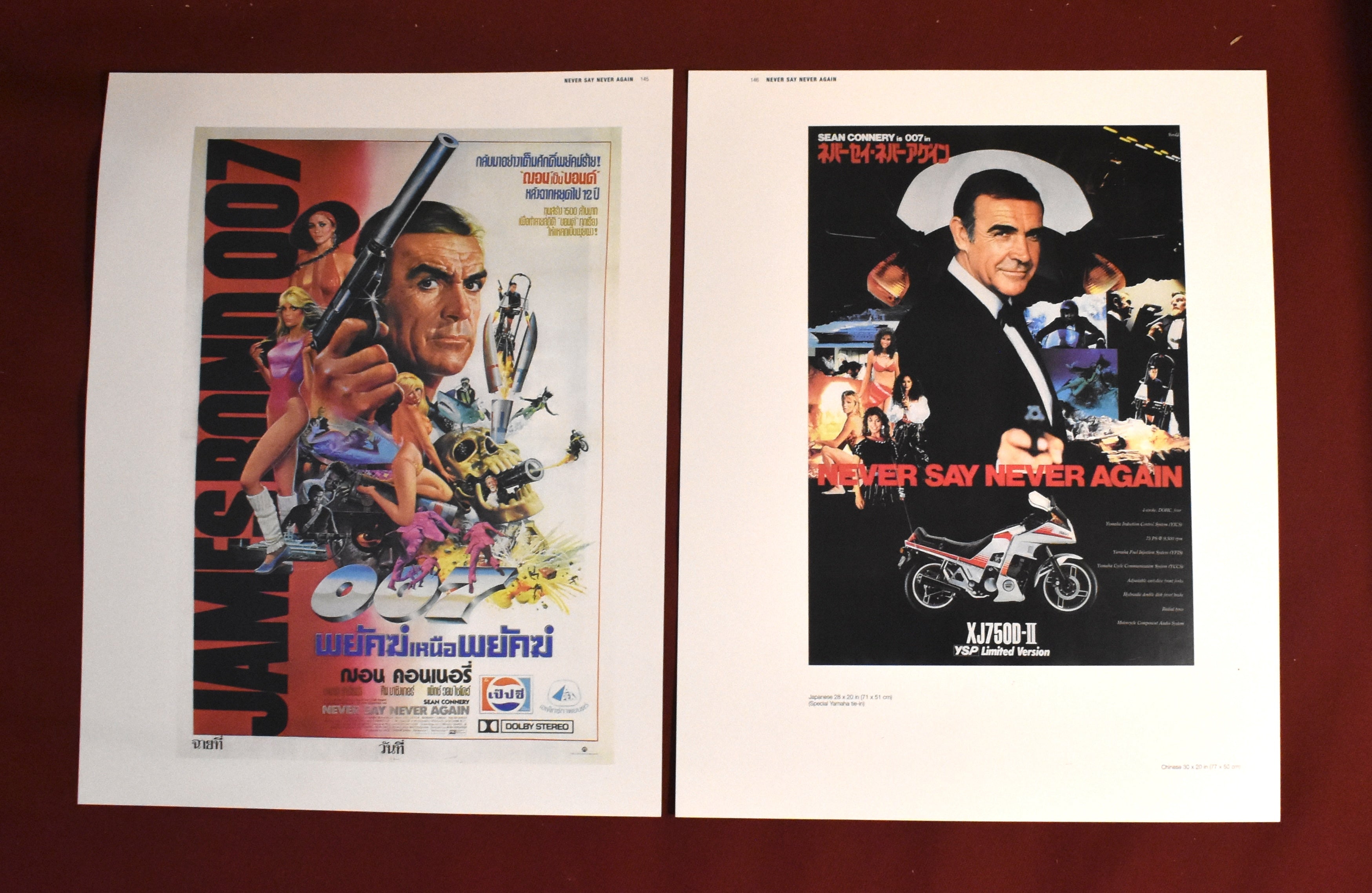 Two Vintage James Bond "Never Say Never Again" Mini Posters Japan, Thailand