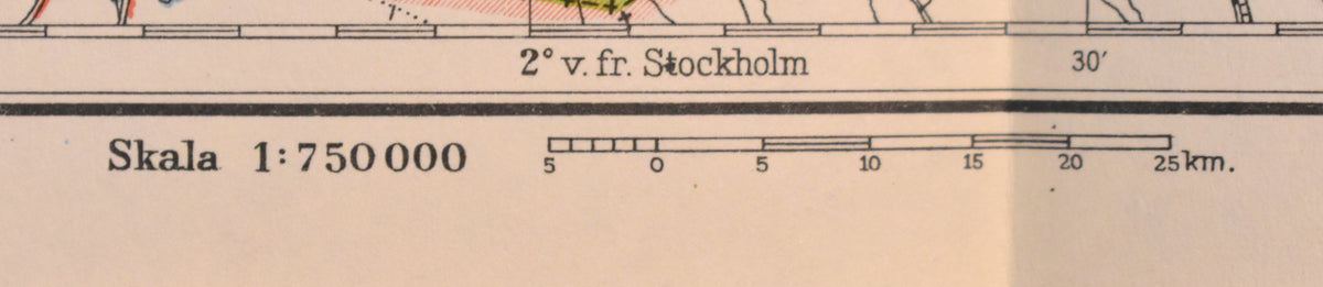 Map of Halsingland, Sweden, ‘Hälsingland' Swedish Encyclopedia Plate Forlagshuset