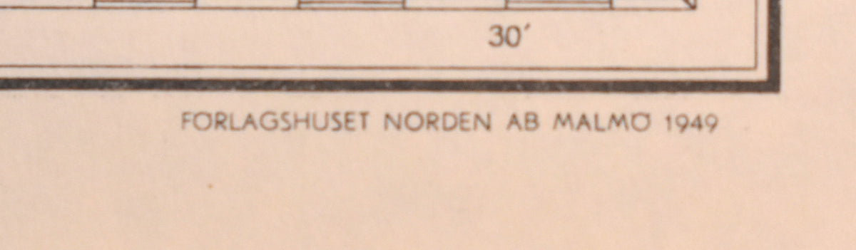 Map of Halsingland, Sweden, ‘Hälsingland' Swedish Encyclopedia Plate Forlagshuset