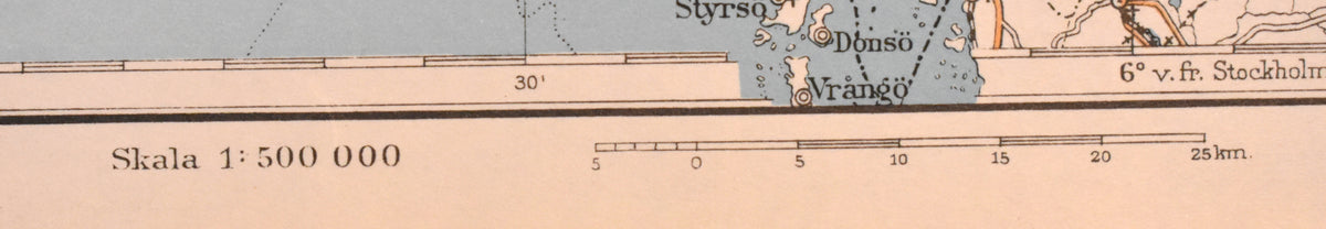 Map of Bohuslan Province, Sweden, ‘Bohuslän’ Swedish Encyclopedia Plate 1950's
