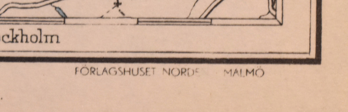 Map of Bohuslan Province, Sweden, ‘Bohuslän’ Swedish Encyclopedia Plate 1950's
