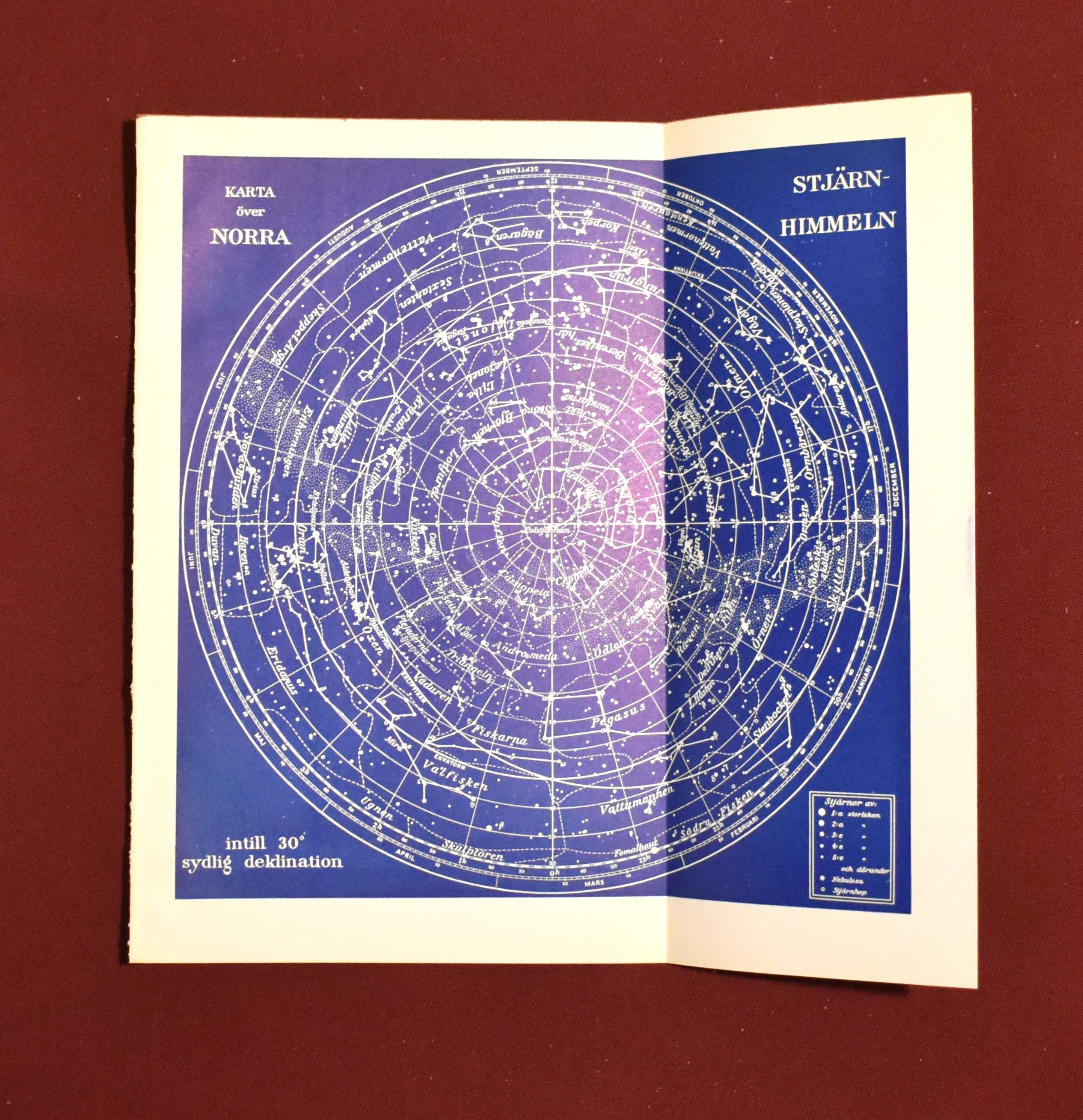 Vintage Star Chart, 'Karta över Norra Stjärnhimmeln', Swedish Encyclopedia Plate