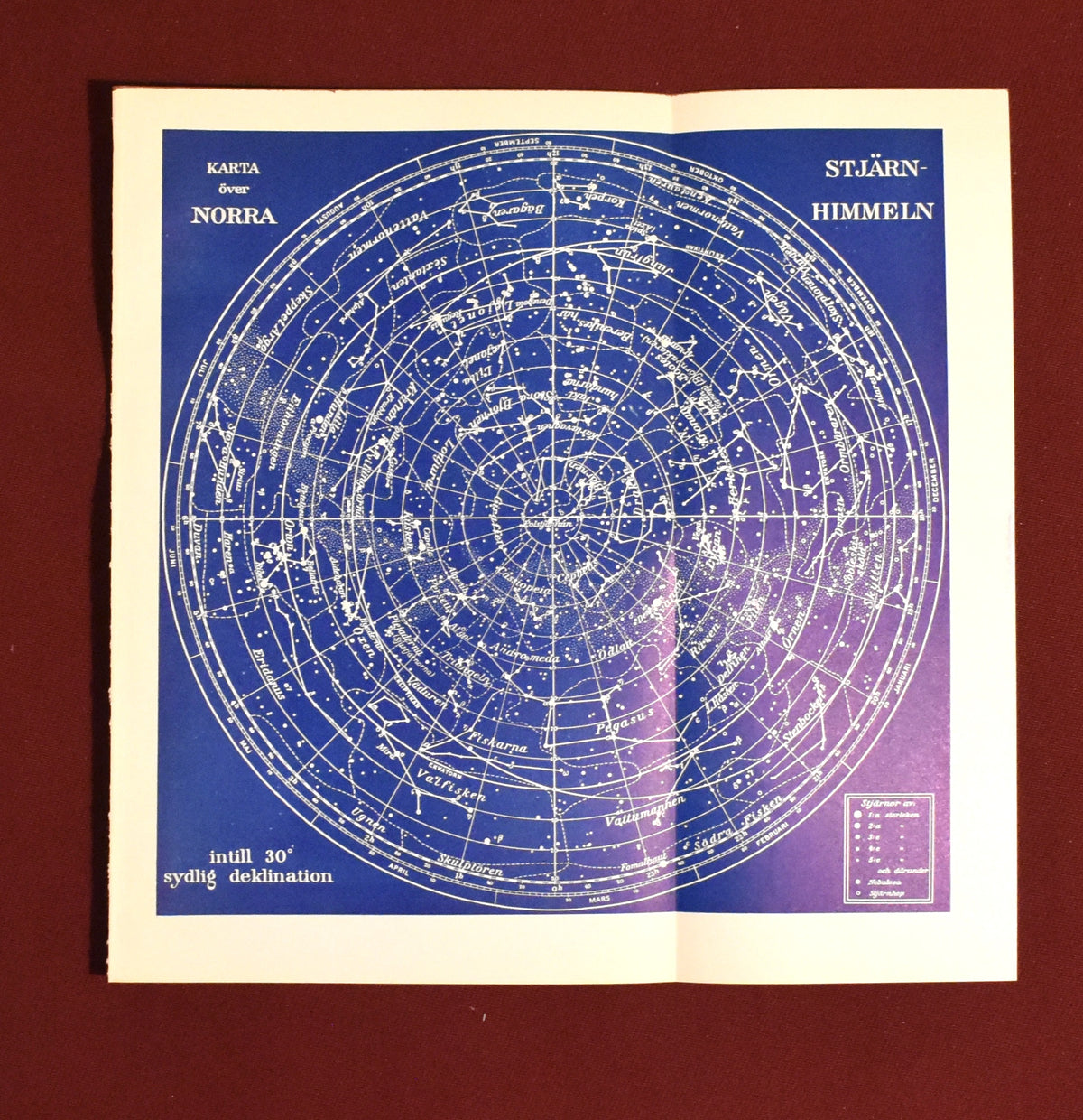 Vintage Star Chart, 'Karta över Norra Stjärnhimmeln', Swedish Encyclopedia Plate