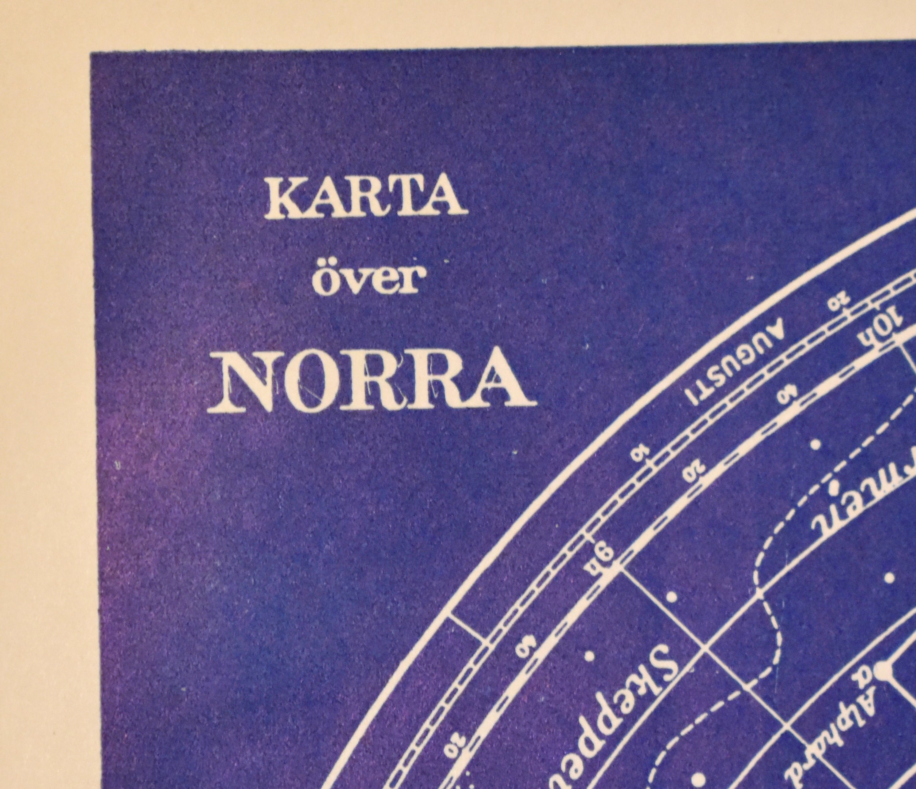 Vintage Star Chart, 'Karta över Norra Stjärnhimmeln', Swedish Encyclopedia Plate