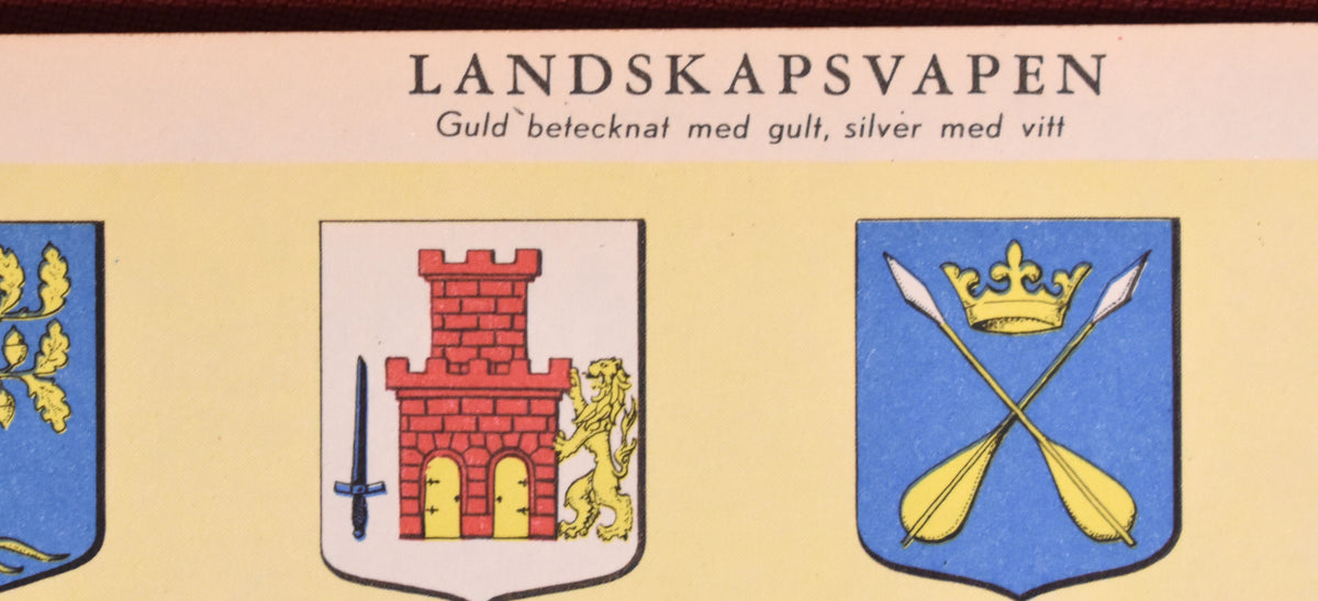Heraldic Coats of Arms for the Historical Provinces of Sweden, Encyclopedia Plate