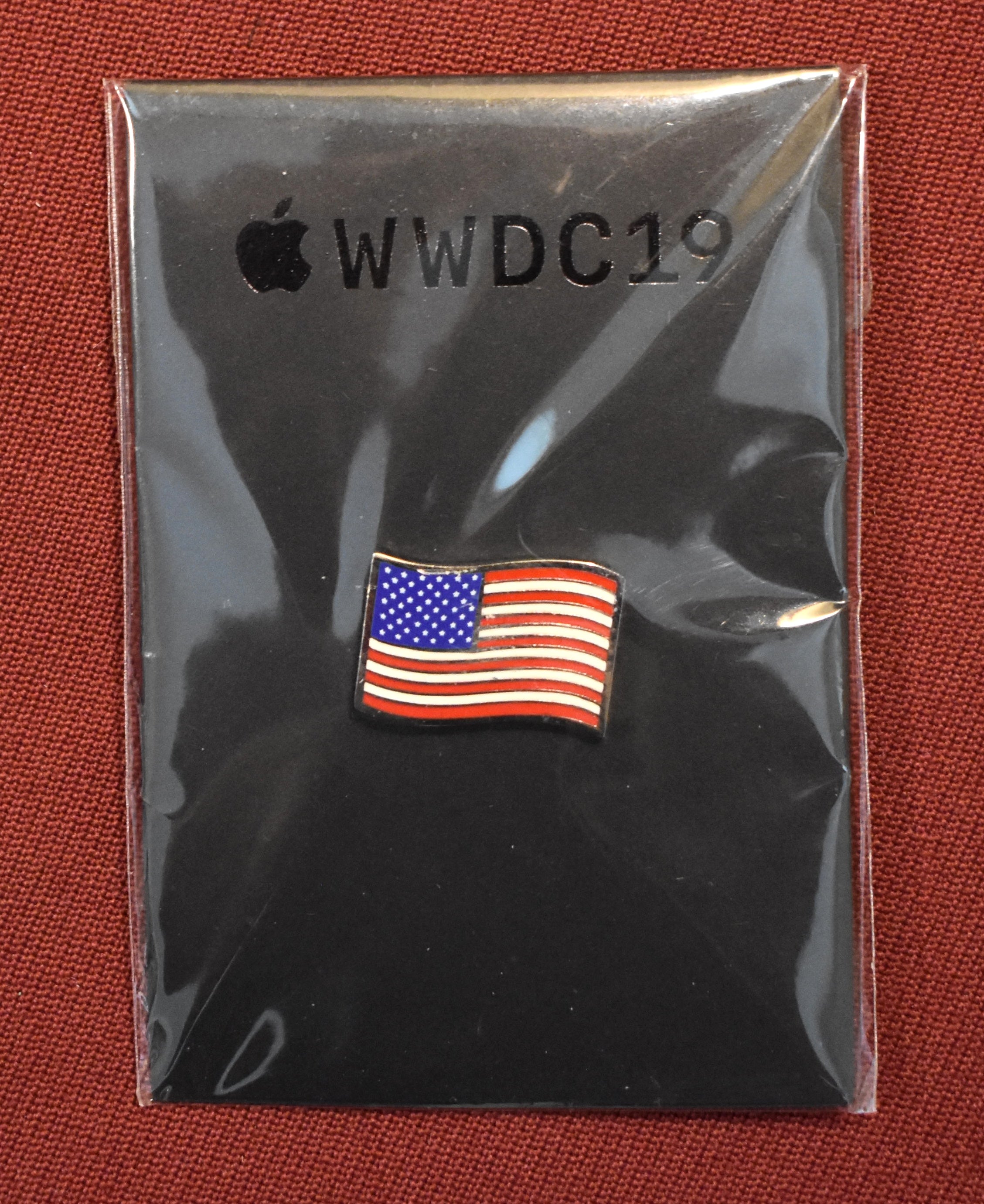Apple WWDC19 Pin - Waving American Flag from Developer's Conference 2019 RARE