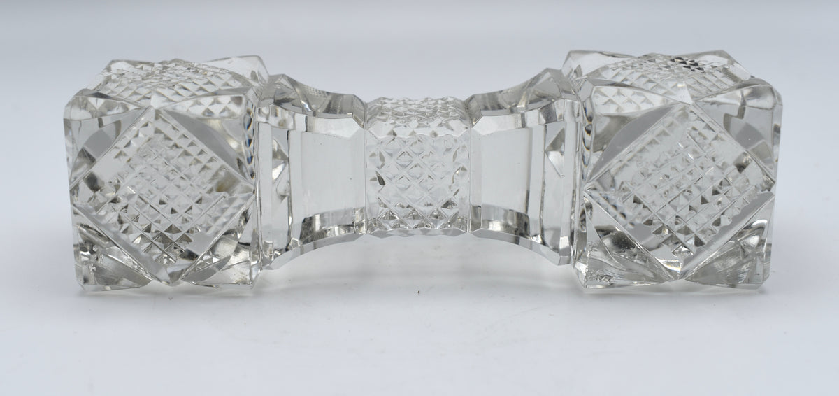 Crystal Knife Rest, Diamond Crosshatch Design, Dumbbell Shaped, Faceted Ends