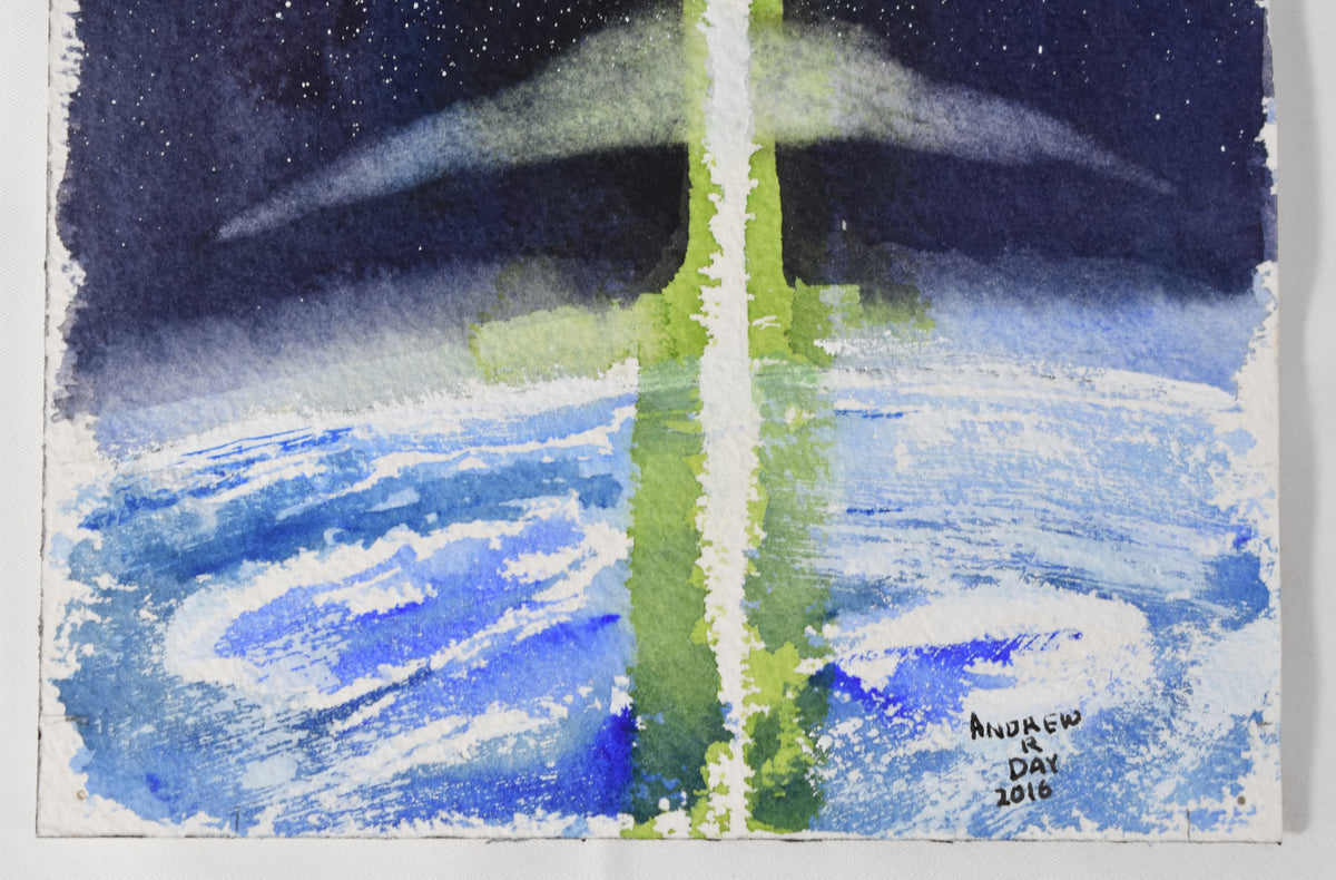 Andrew Day Original Green Lantern Watercolor, DC Comics Character, 2016, Signed