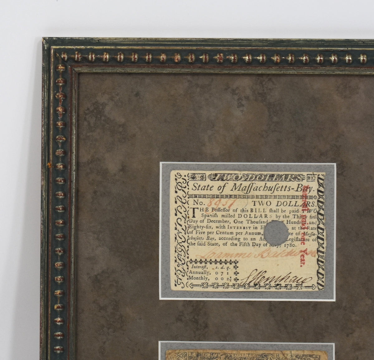 Framed Collection of Revolutionary War-Era and Colonial Paper Currency Notes