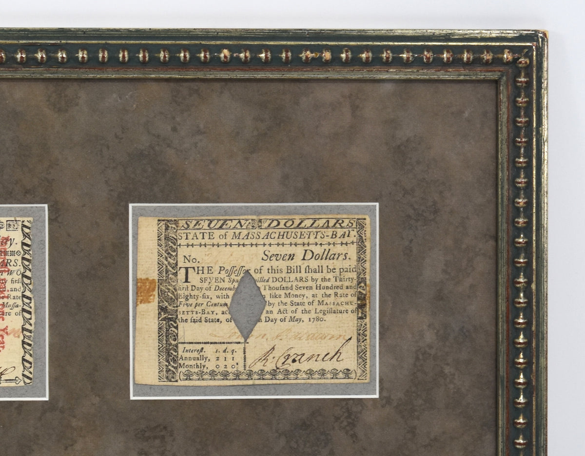 Framed Collection of Revolutionary War-Era and Colonial Paper Currency Notes