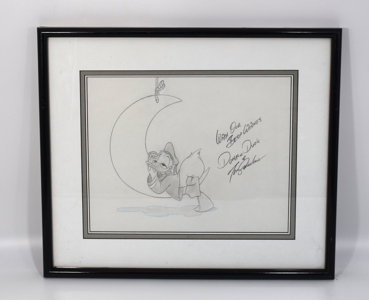 Vintage Donald Duck Framed Production Drawing / Animation Cel, Signed by Tony Anselmo