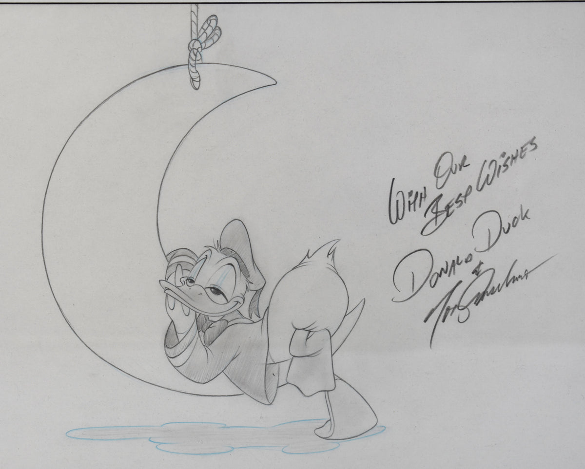 Vintage Donald Duck Framed Production Drawing / Animation Cel, Signed by Tony Anselmo