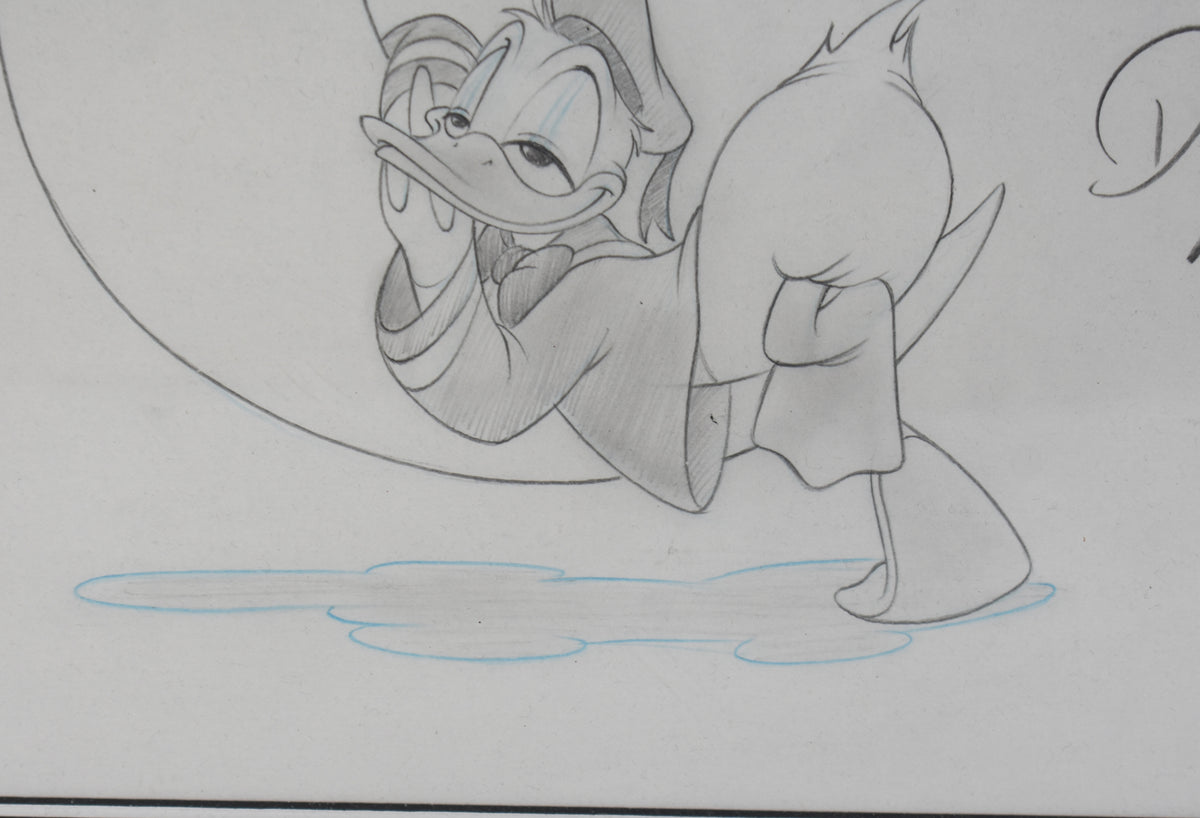 Vintage Donald Duck Framed Production Drawing / Animation Cel, Signed by Tony Anselmo